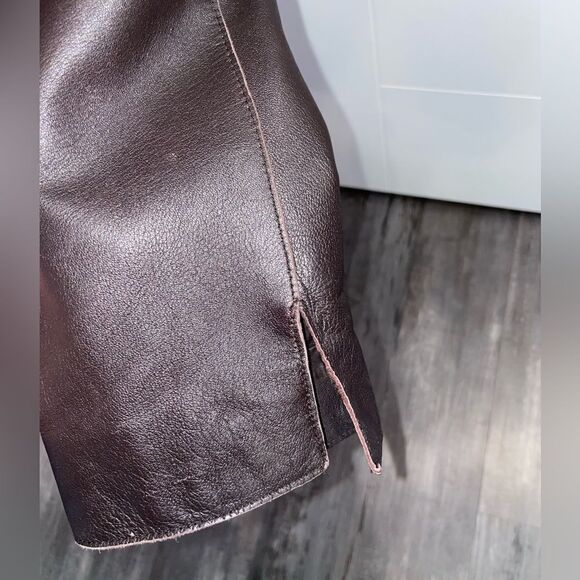 Brown genuine leather jacket. Valerie Separates. - Picture 9 of 9